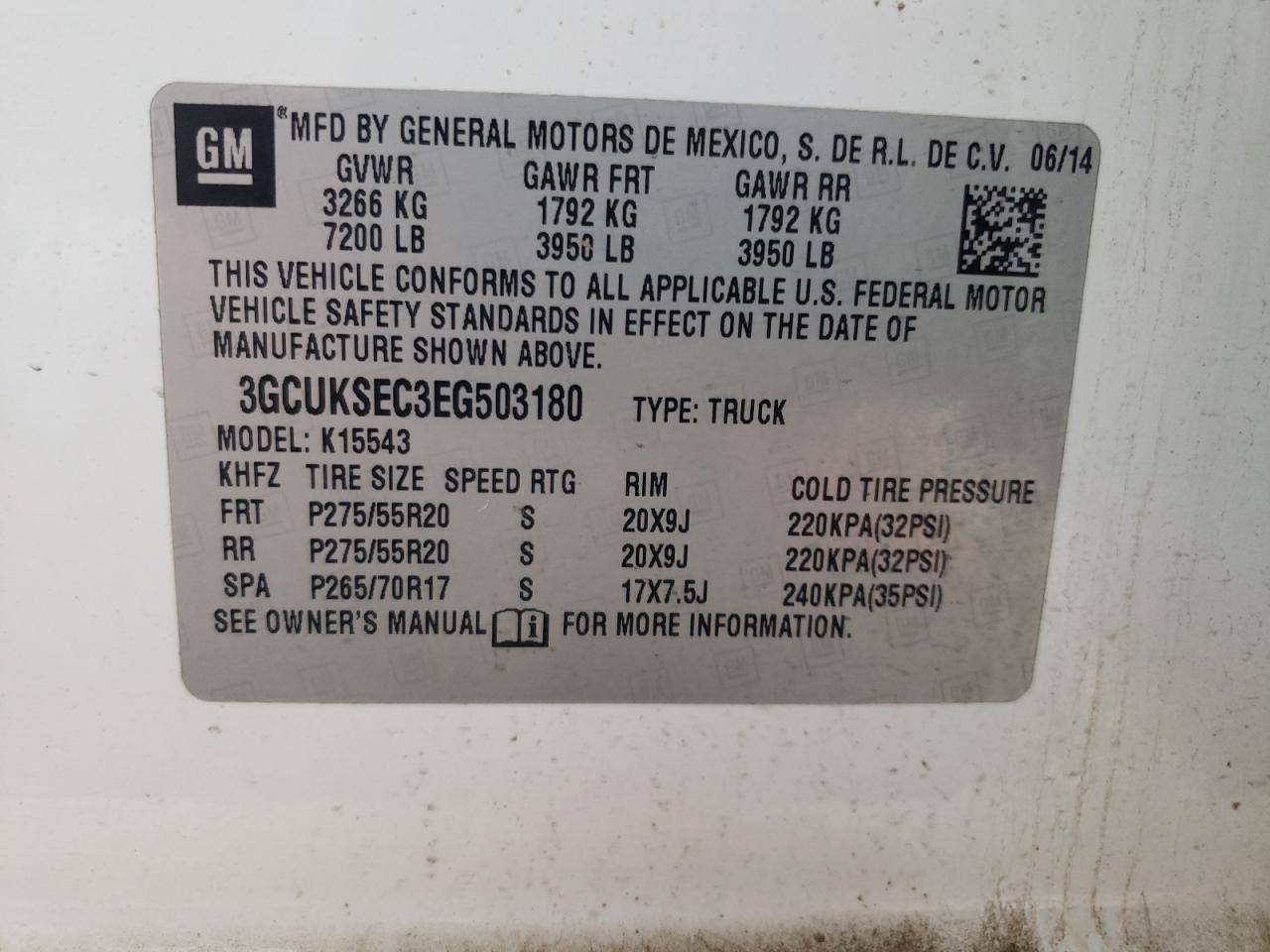 Photo 10 from auction – 2014 CHEVROLET SILVERADO with VIN 3GCUKSEC3EG503180