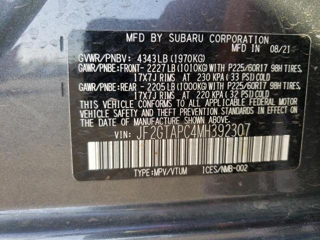 Photo 10 from auction – 2021 SUBARU CROSSTREK with VIN JF2GTAPC4MH392307