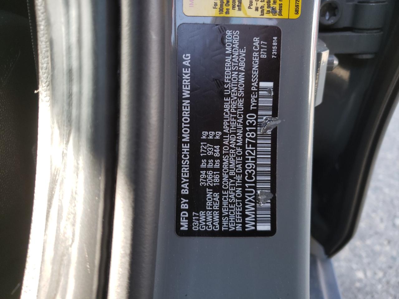 Photo 10 from auction – 2017 MINI COOPER with VIN WMWXU1C39H2F78130