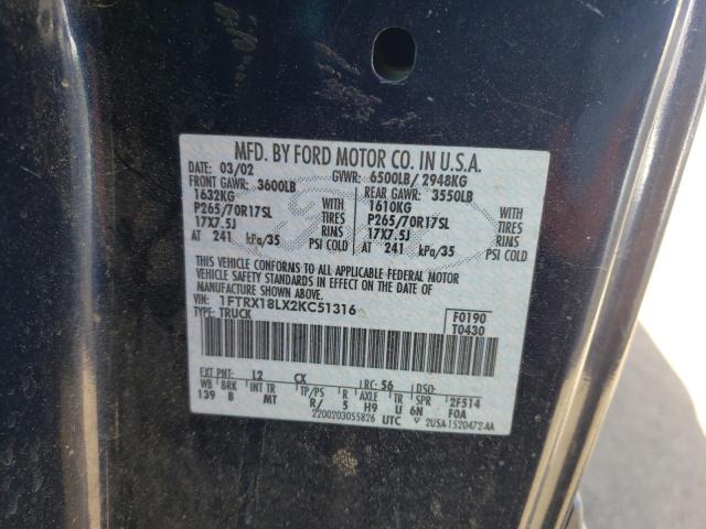 Photo 10 from auction – 2002 FORD F150 with VIN 1FTRX18LX2KC51316