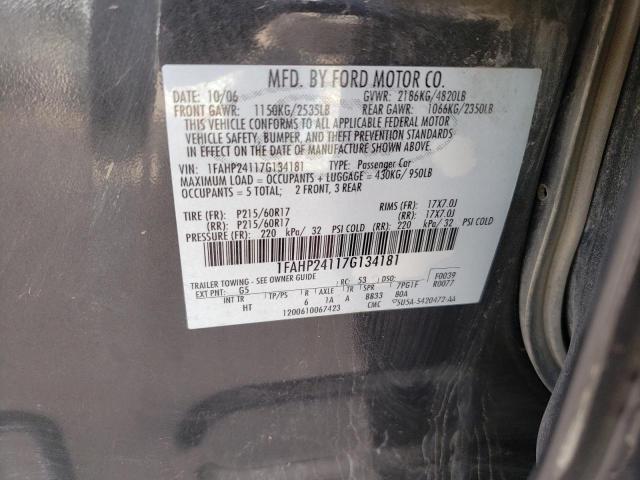 Photo 10 from auction – 2007 FORD FIVE HUNDR with VIN 1FAHP24117G134181