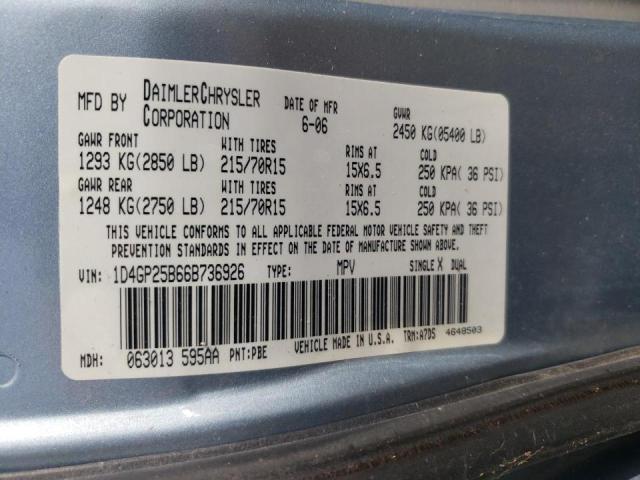 Photo 10 from auction – 2006 DODGE CARAVAN with VIN 1D4GP25B66B736926