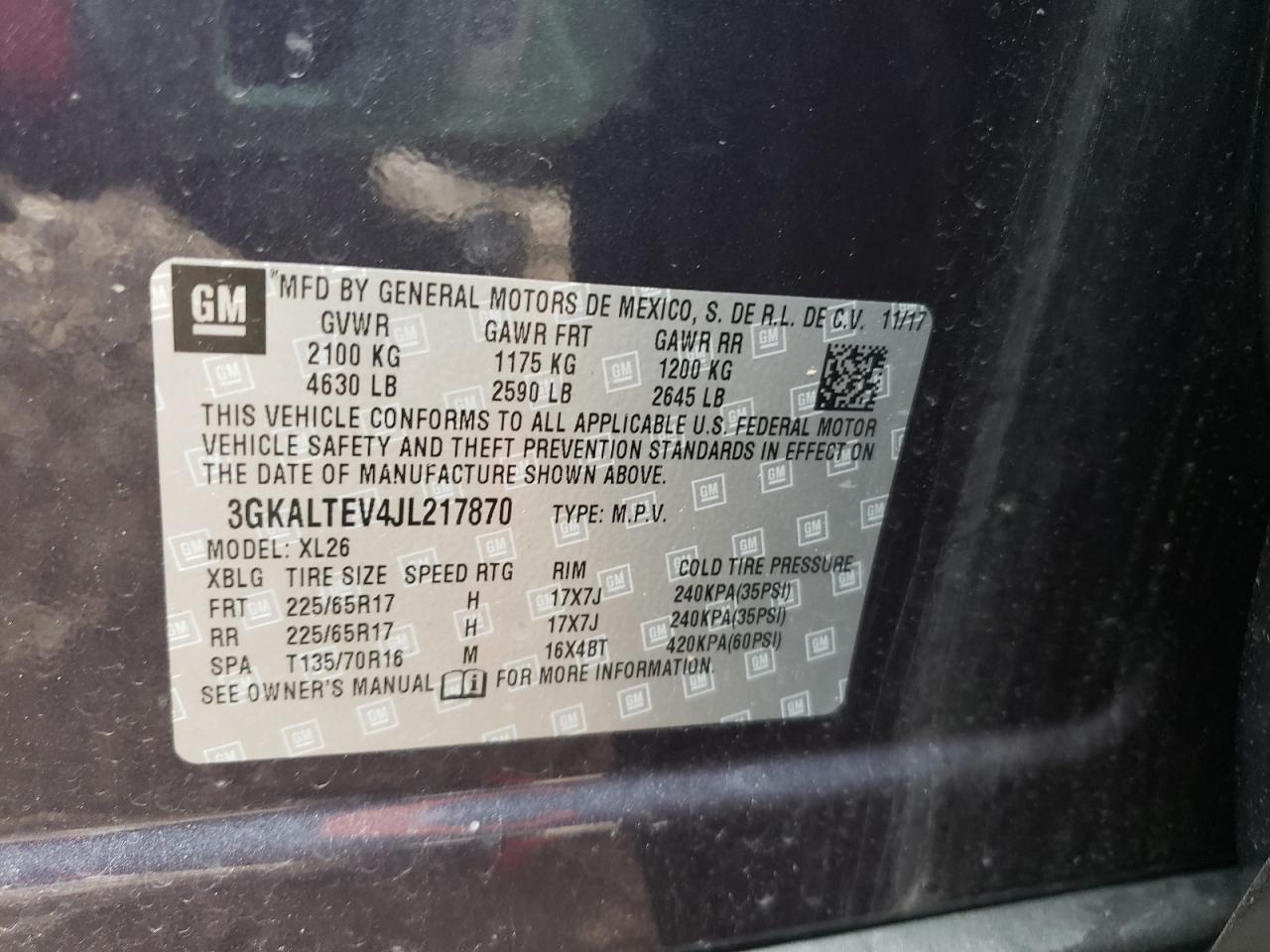 Photo 10 from auction – 2018 GMC TERRAIN SL with VIN 3GKALTEV4JL217870