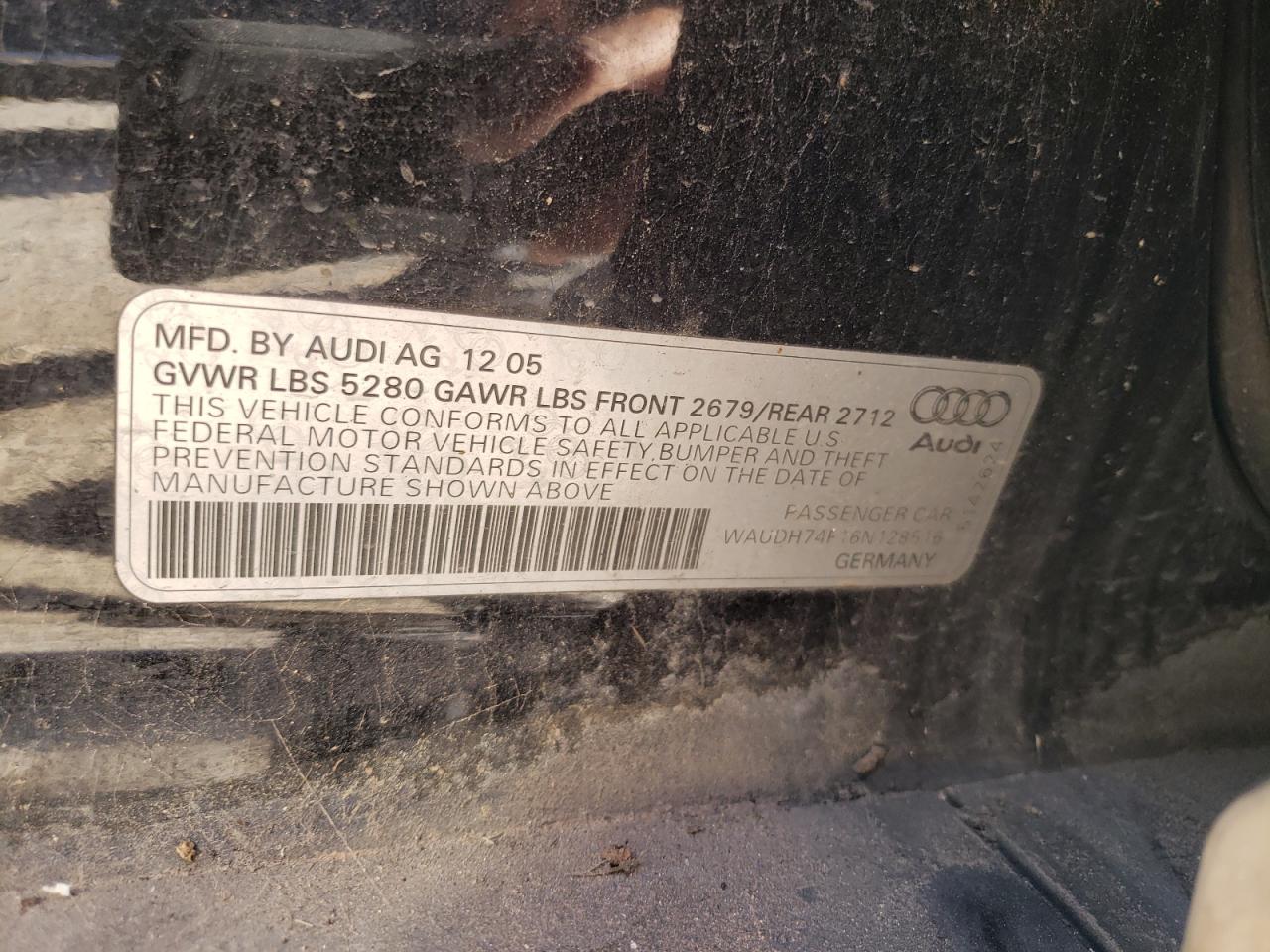 Photo 10 from auction – 2006 AUDI A6 3.2 QUA with VIN WAUDH74F16N128516