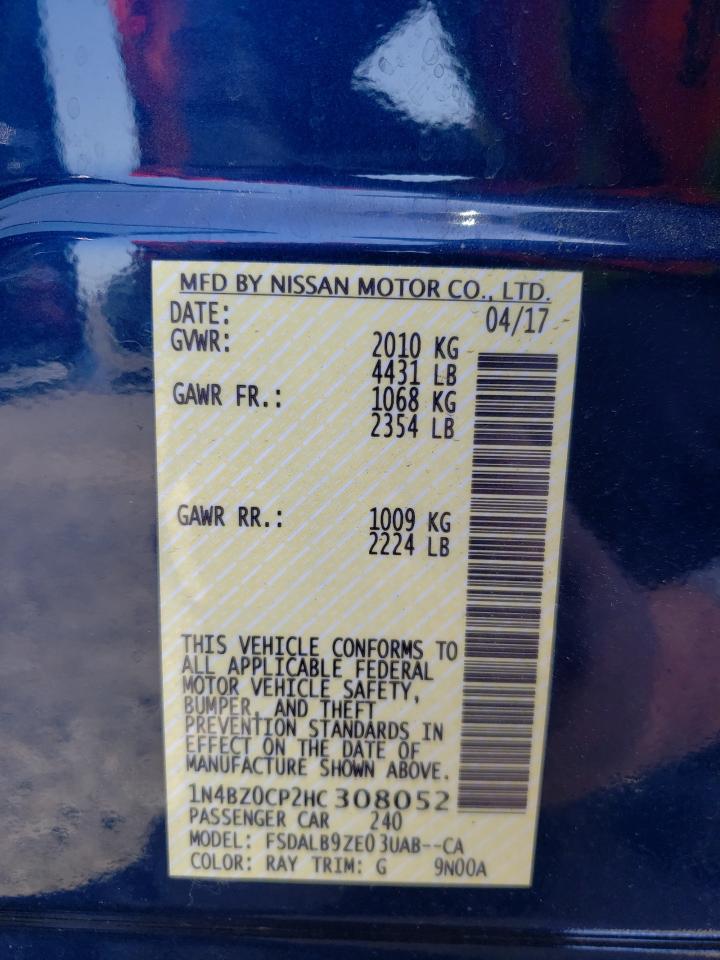 Photo 10 from auction – 2017 NISSAN LEAF S with VIN 1N4BZ0CP2HC308052