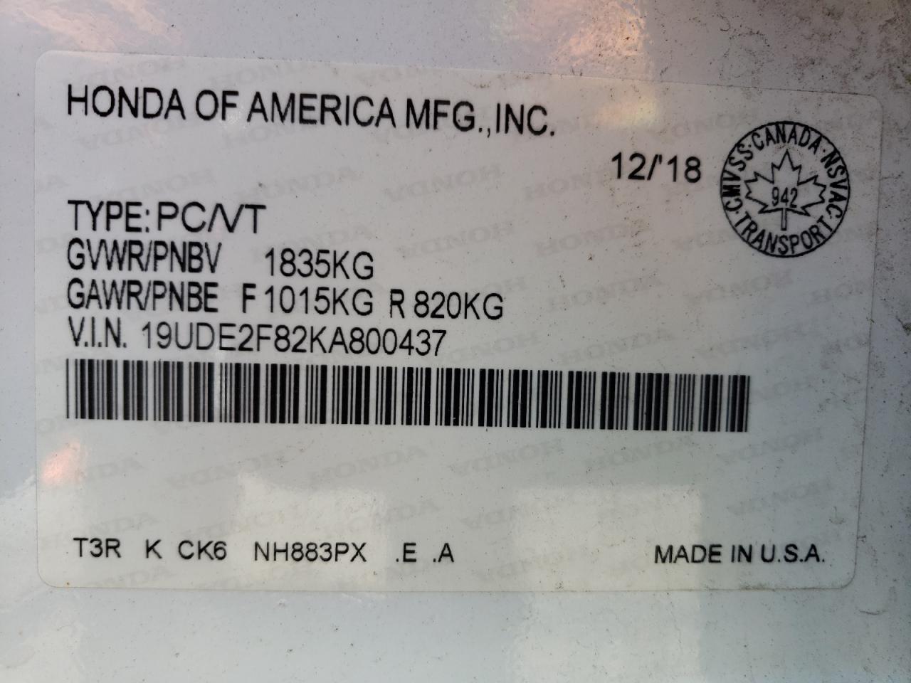 Photo 10 from auction – 2019 ACURA ILX PREMIU with VIN 19UDE2F82KA800437