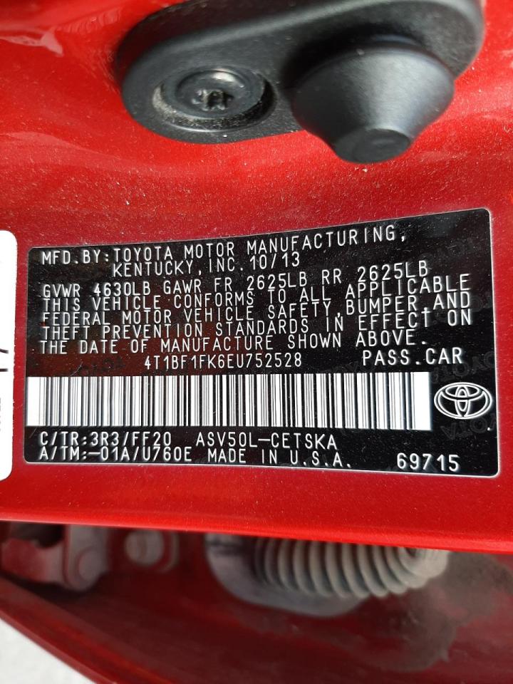 Photo 10 from auction – 2014 TOYOTA CAMRY L with VIN 4T1BF1FK6EU752528