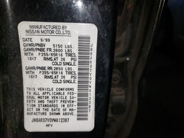 NISSAN PATHFINDER 2000 with VIN JN8AR07Y0YW412387 - Photo from auction