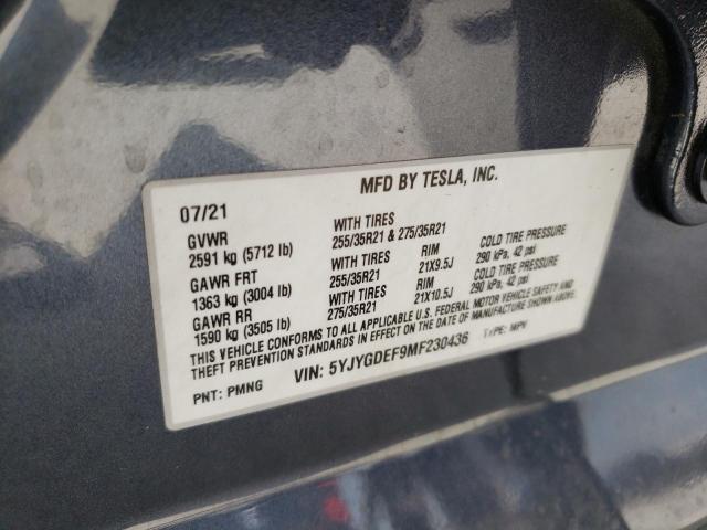 Photo 10 from auction – 2021 TESLA MODEL Y with VIN 5YJYGDEF9MF230436