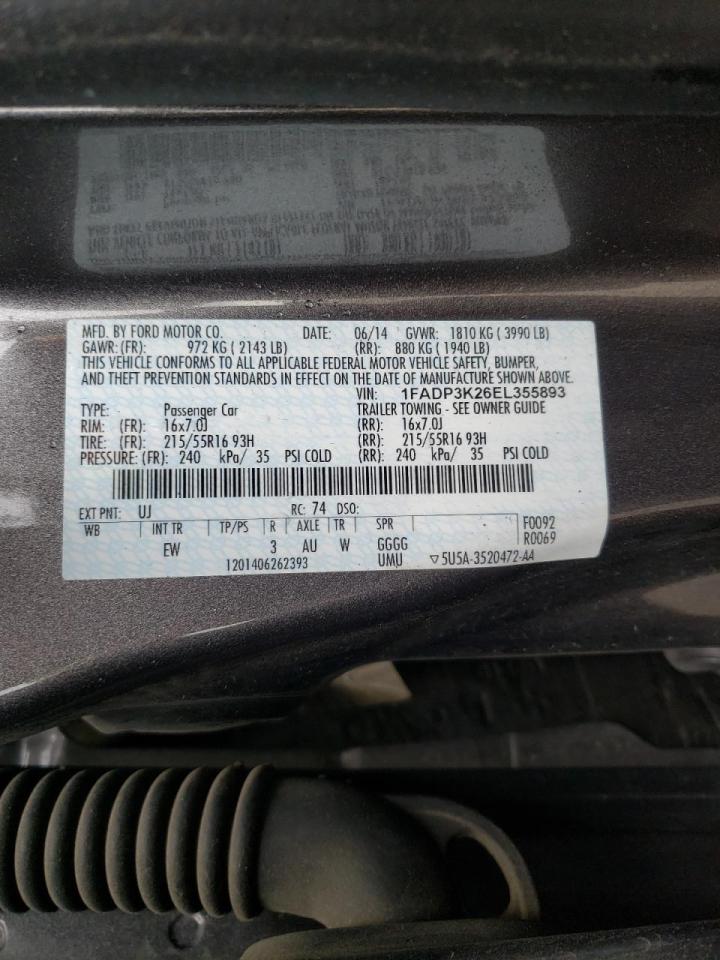 Photo 10 from auction – 2014 FORD FOCUS SE with VIN 1FADP3K26EL355893