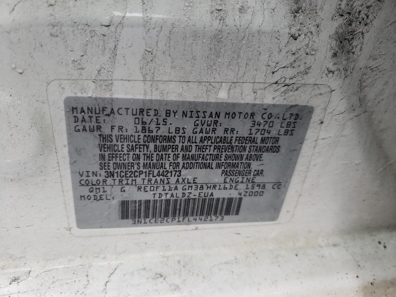 Photo 10 from auction – 2015 NISSAN VERSA NOTE with VIN 3N1CE2CP1FL442173