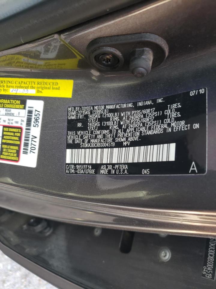 Photo 10 from auction – 2011 TOYOTA SIENNA BAS with VIN 5TDKA3DCXBS004519