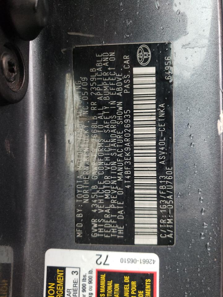 Photo 10 from auction – 2010 TOYOTA CAMRY BASE with VIN 4T4BF3EK9AR026935