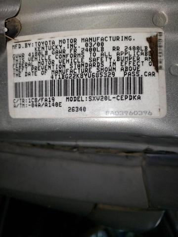 Photo 10 from auction – 2000 TOYOTA CAMRY AUTO with VIN 4T1BG22K8YU685329