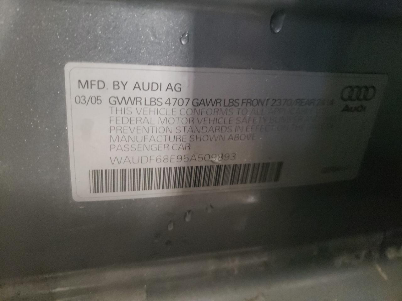 Photo 10 from auction – 2005 AUDI A4 2.0T QU with VIN WAUDF68E95A509893