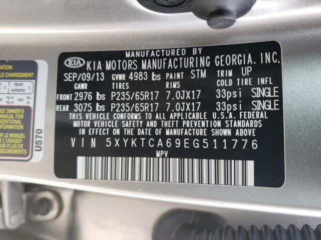 Photo 10 from auction – 2014 KIA SORENTO LX with VIN 5XYKTCA69EG511776