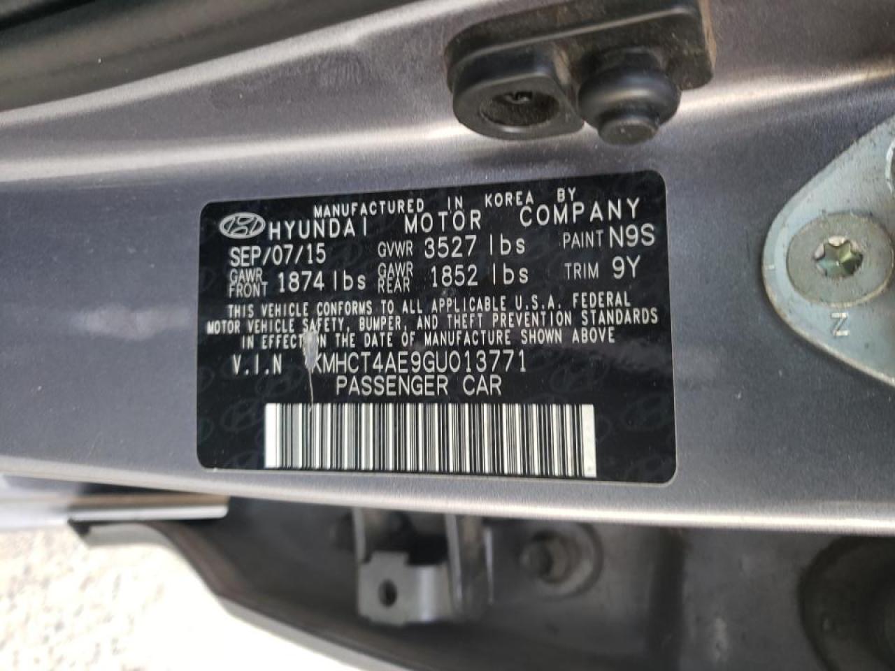 Photo 10 from auction – 2016 HYUNDAI ACCENT SE with VIN KMHCT4AE9GU013771