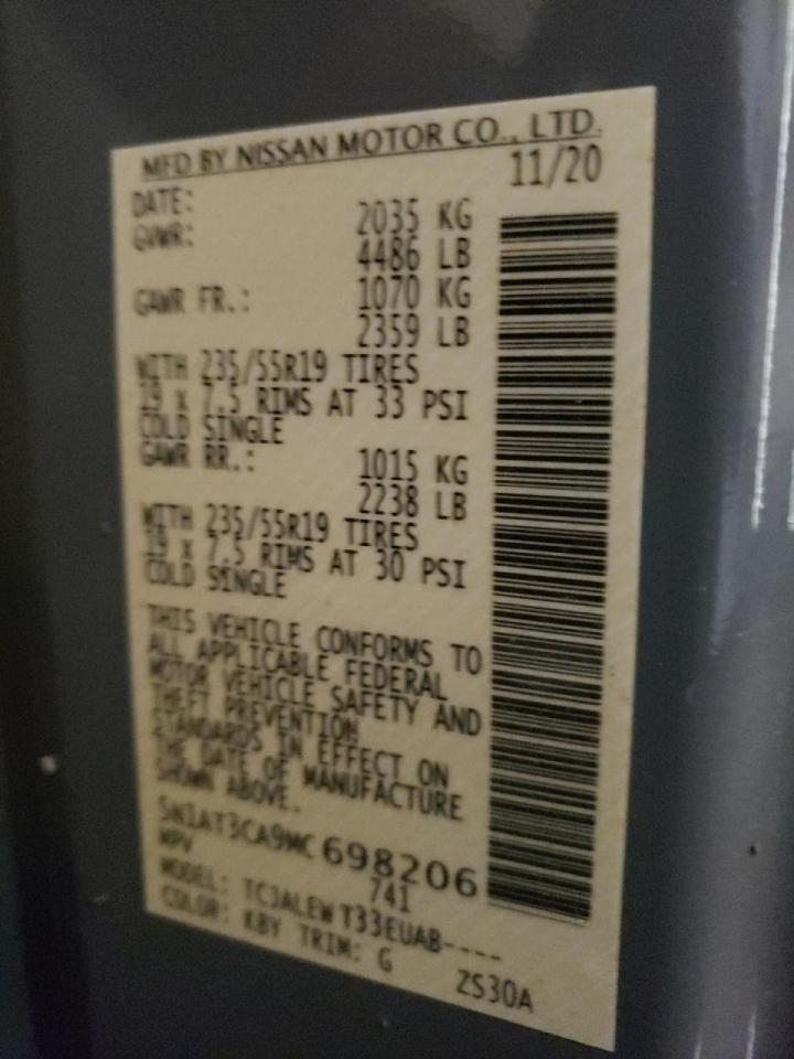 Photo 10 from auction – 2021 NISSAN ROGUE SL with VIN 5N1AT3CA9MC698206
