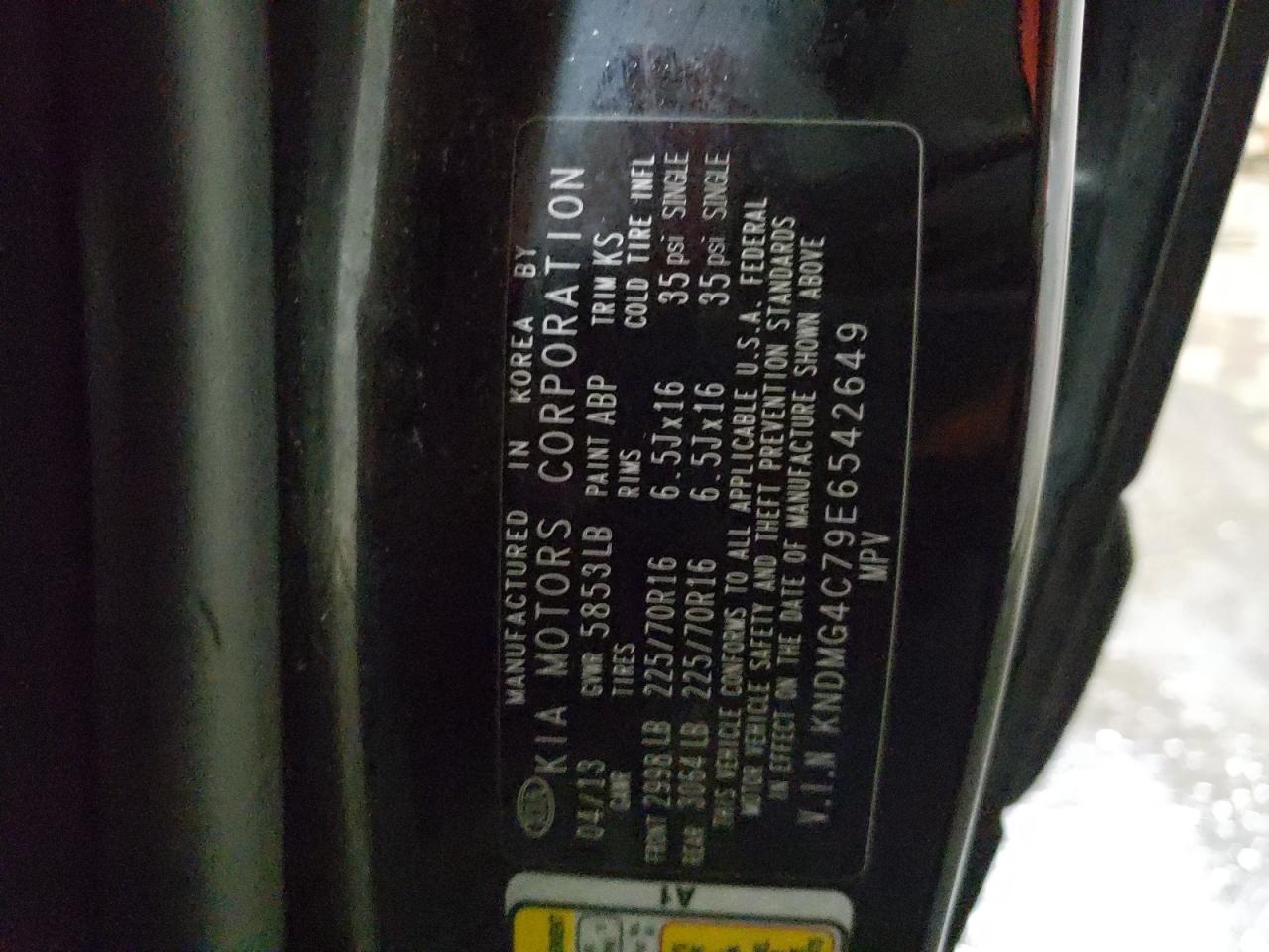 Photo 10 from auction – 2014 KIA SEDONA LX with VIN KNDMG4C79E6542649