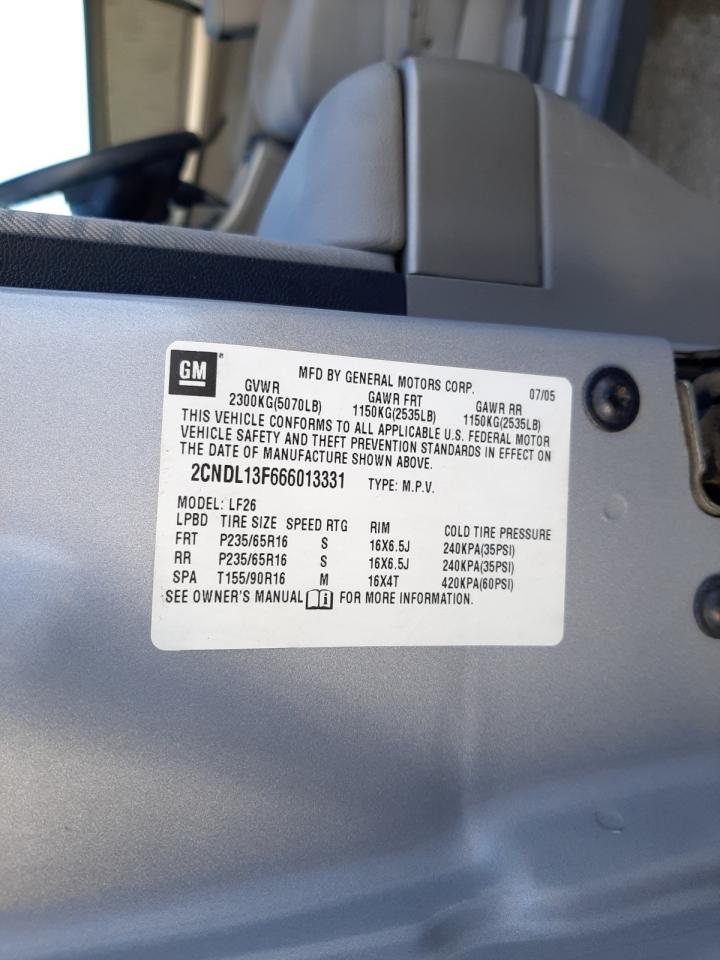 Photo 10 from auction – 2006 CHEVROLET EQUINOX LS with VIN 2CNDL13F666013331