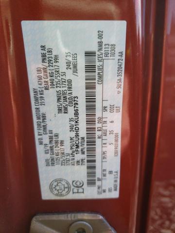 Photo 10 from auction – 2019 FORD ESCAPE SEL with VIN 1FMCU9HD1KUB67973