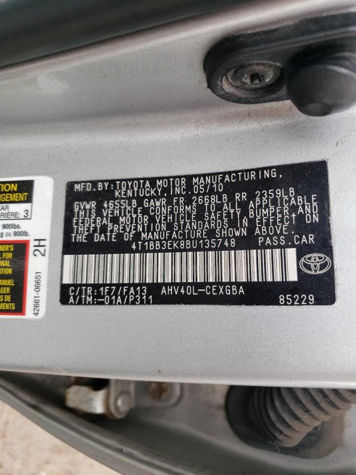 Photo 10 from auction – 2011 TOYOTA CAMRY HYBR with VIN 4T1BB3EK8BU135748