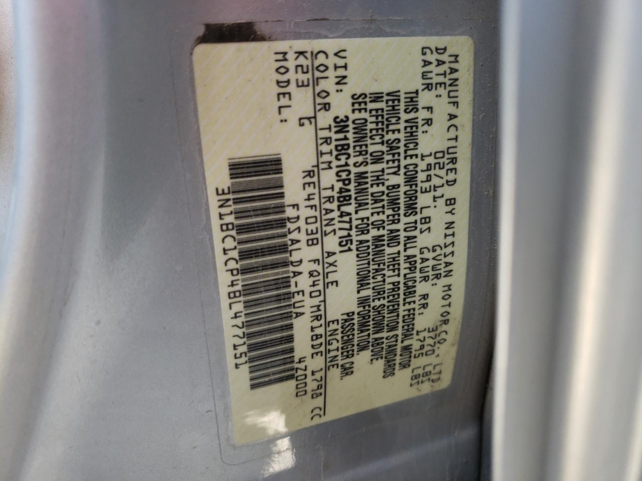 Photo 10 from auction – 2011 NISSAN VERSA with VIN 3N1BC1CP4BL477151