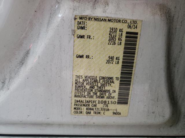 Photo 10 from auction – 2015 NISSAN ALTIMA 2.5 with VIN 1N4AL3AP1FC108150