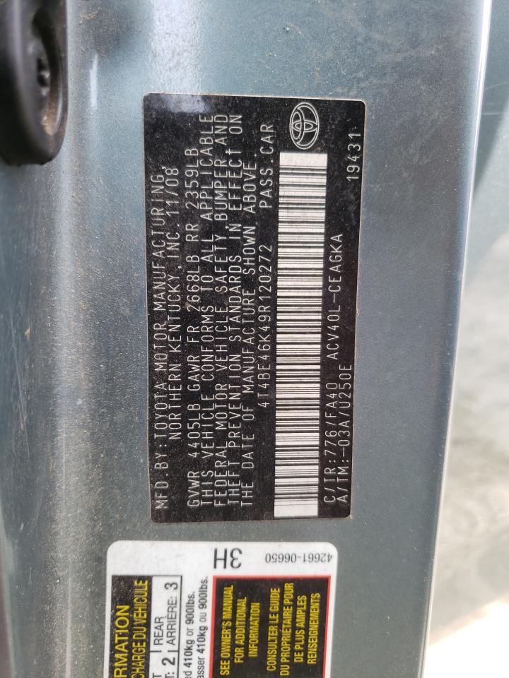 Photo 10 from auction – 2009 TOYOTA CAMRY BASE with VIN 4T4BE46K49R120272