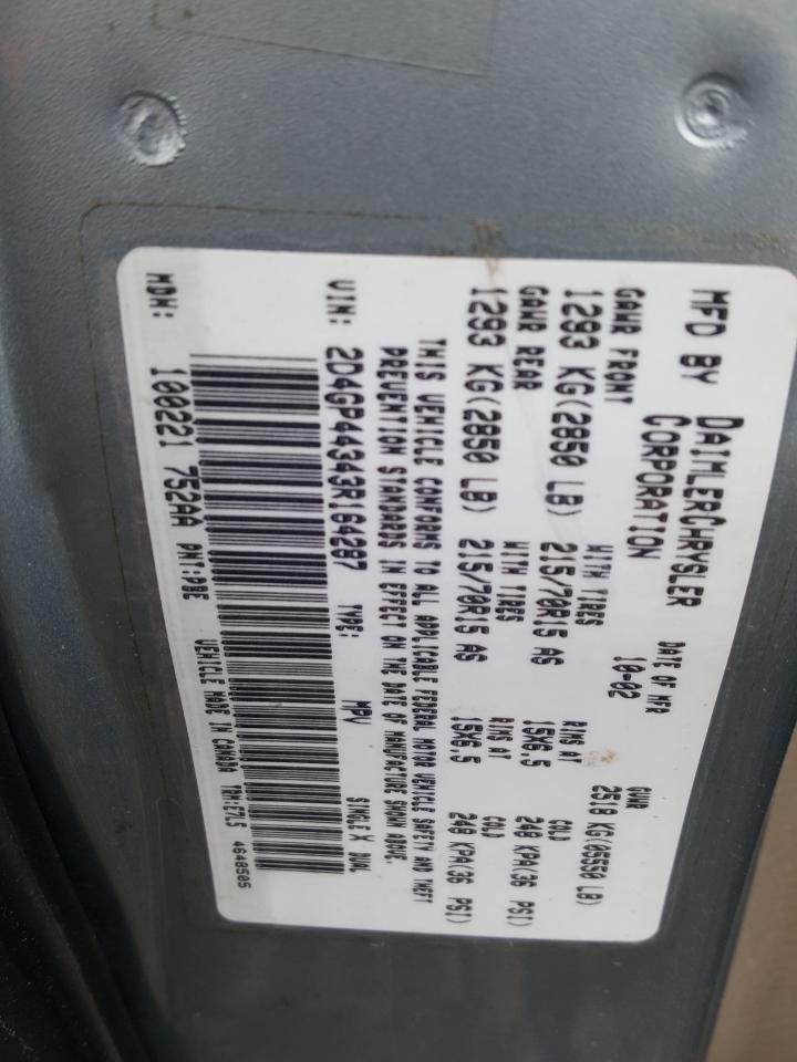 Zdjęcie 10 z aukcji – 2003 DODGE GRAND CARA z VIN 2D4GP44343R164287