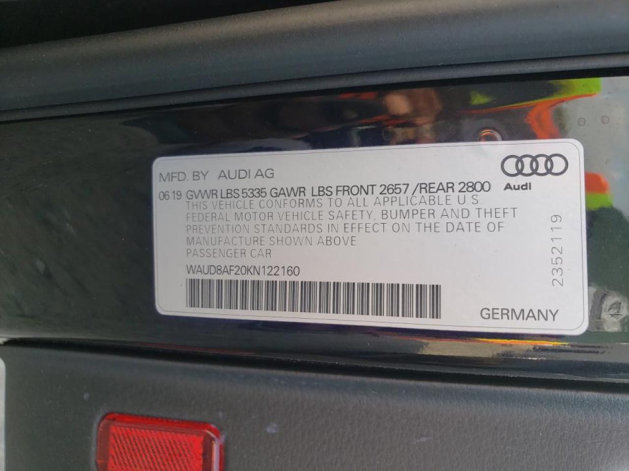 Photo 10 from auction – 2019 AUDI A6 PREMIUM with VIN WAUD8AF20KN122160