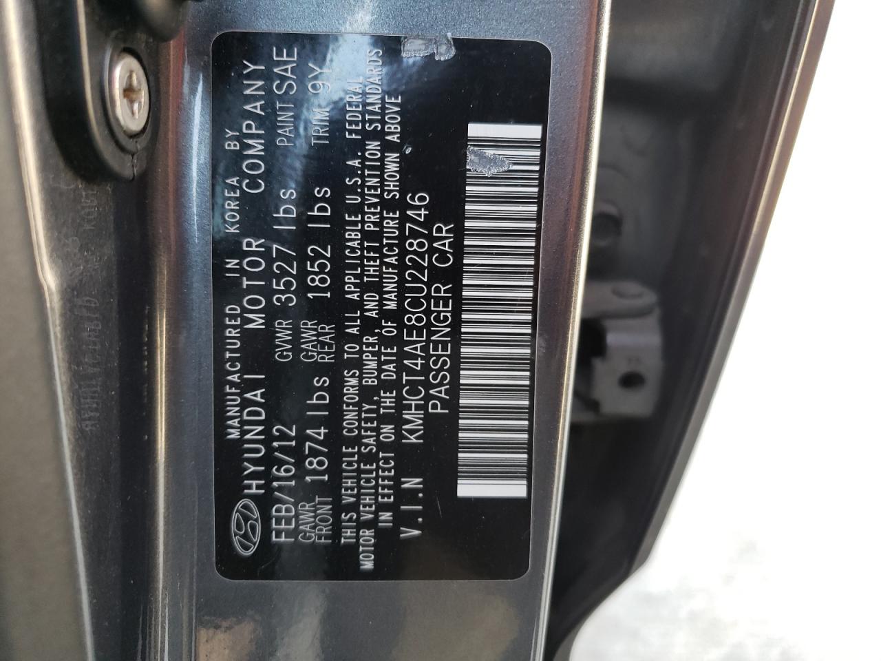 Photo 10 from auction – 2012 HYUNDAI ACCENT GLS with VIN KMHCT4AE8CU228746