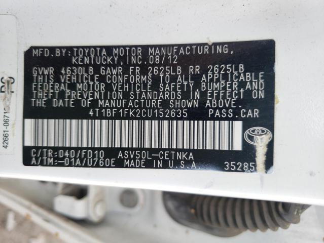 Photo 10 from auction – 2012 TOYOTA CARMRY with VIN 4T1BF1FK2CU152635