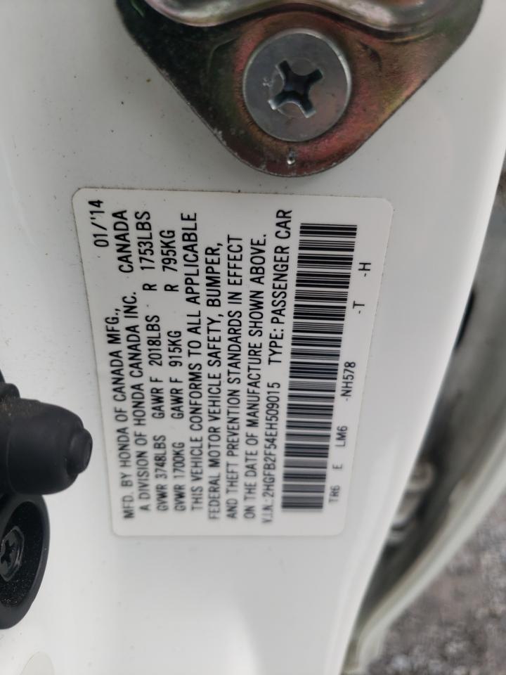 Photo 10 from auction – 2014 HONDA CIVIC LX with VIN 2HGFB2F54EH509015