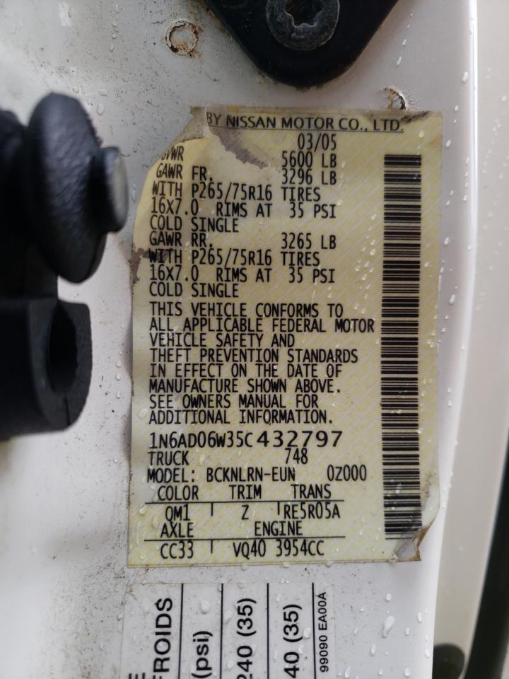 Photo 10 from auction – 2005 NISSAN FRONTIER K with VIN 1N6AD06W35C432797