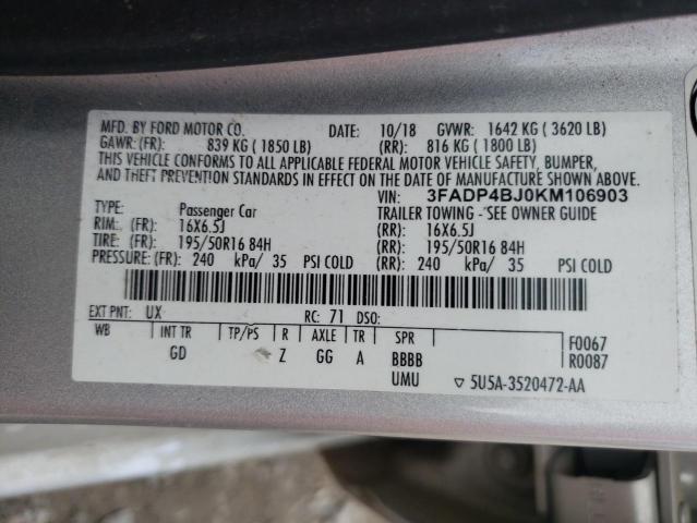 Photo 10 from auction – 2019 FORD FIESTA SE with VIN 3FADP4BJ0KM106903