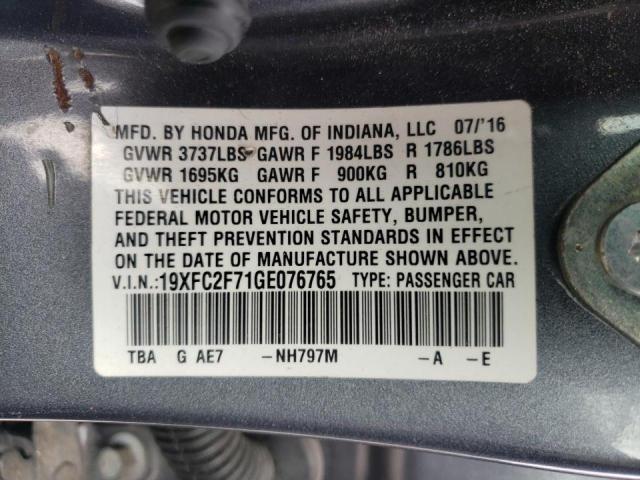 Фото 10 с аукциона – 2016 HONDA CIVIC EX с VIN 19XFC2F71GE076765