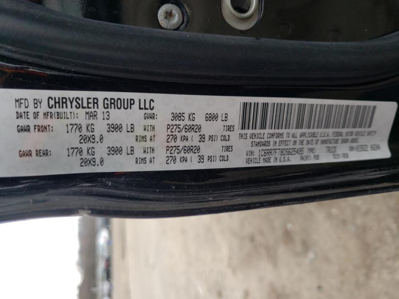 Photo 10 from auction – 2013 RAM 1500 ST with VIN 1C6RR7FT8DS625495