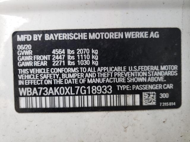 Photo 10 from auction – 2020 BMW 228XI with VIN WBA73AK0XL7G18933