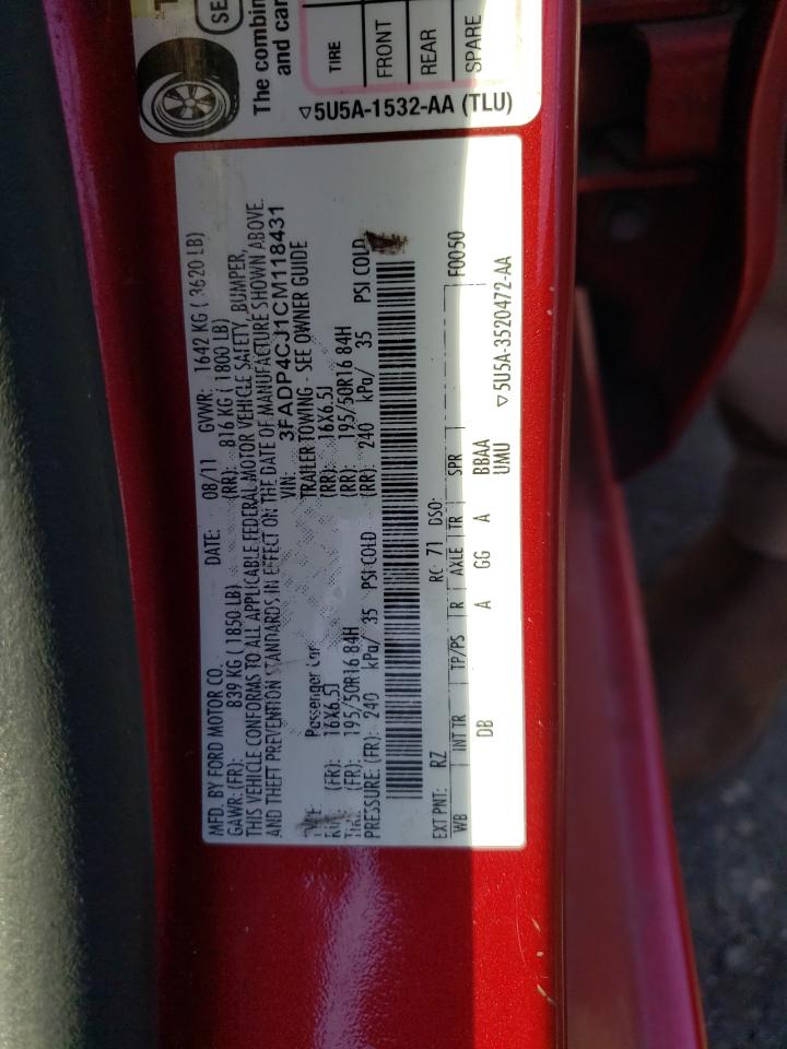 Photo 10 from auction – 2012 FORD FIESTA SEL with VIN 3FADP4CJ1CM118431