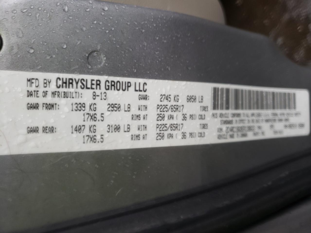 Photo 10 from auction – 2014 CHRYSLER TOWN & COU with VIN 2C4RC1BG9ER138633