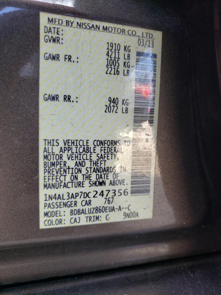 Photo 10 from auction – 2013 NISSAN ALTIMA 2.5 with VIN 1N4AL3AP7DC247356