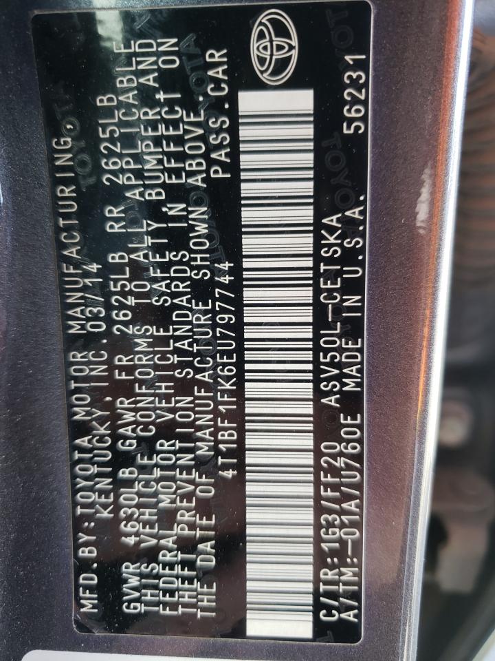 Photo 10 from auction – 2014 TOYOTA CAMRY L with VIN 4T1BF1FK6EU797744