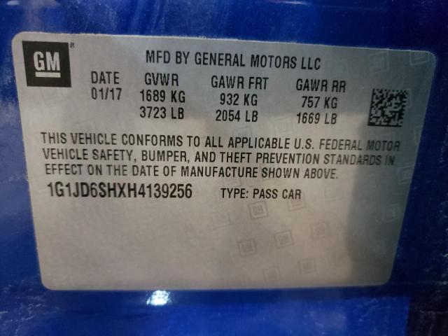 Photo 10 from auction – 2017 CHEVROLET SONIC LT with VIN 1G1JD6SHXH4139256