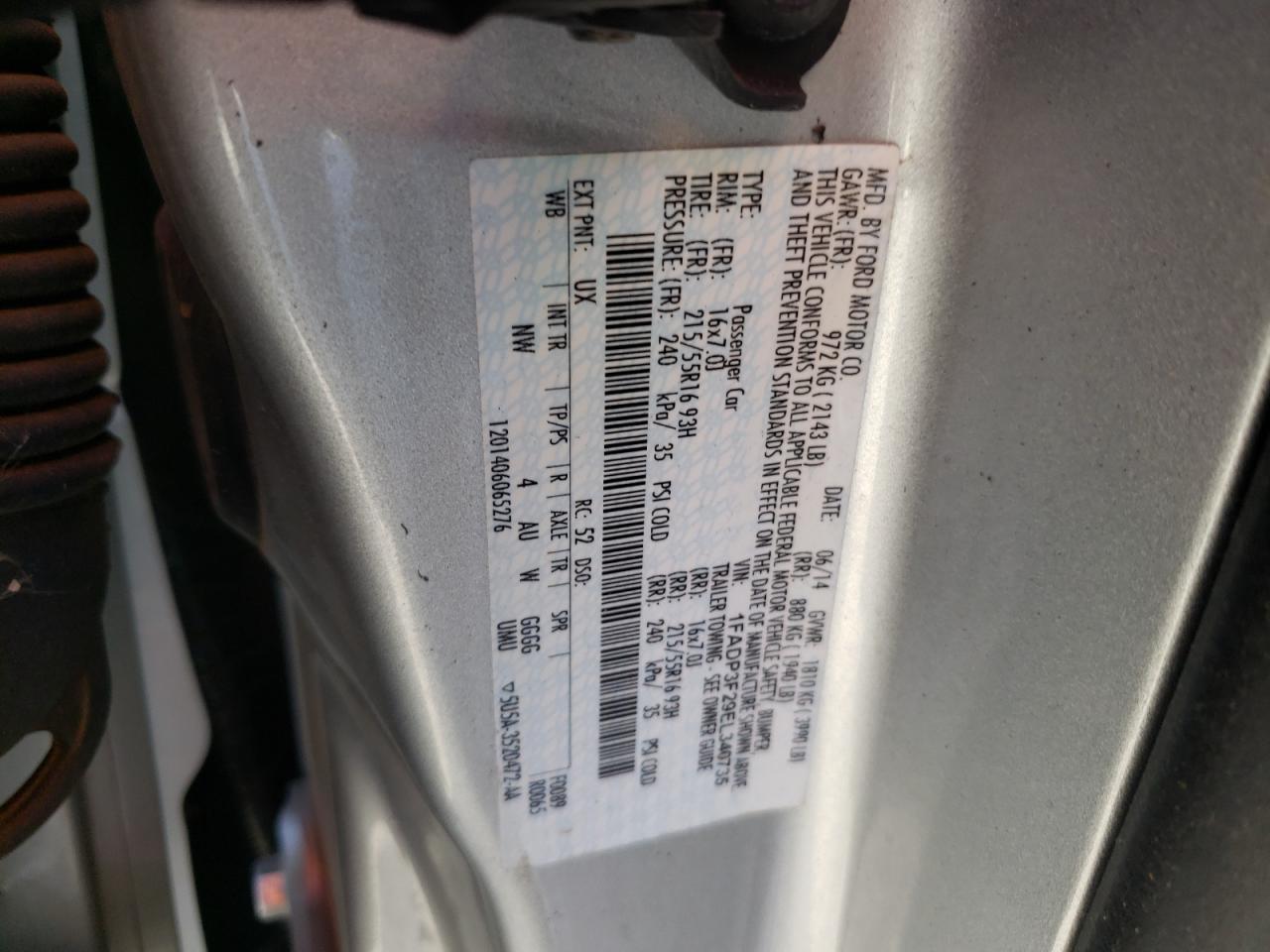 Photo 10 from auction – 2014 FORD FOCUS SE with VIN 1FADP3F29EL340735