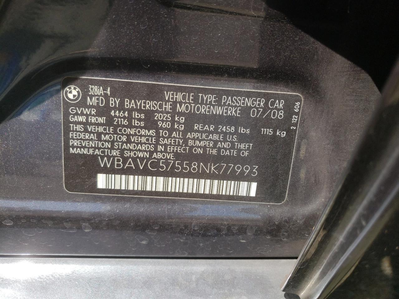 Photo 10 from auction – 2008 BMW 328 I SULE with VIN WBAVC57558NK77993