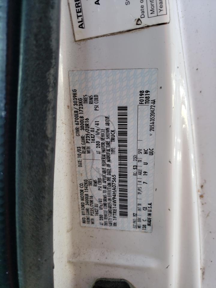 Photo 10 from auction – 2004 FORD ECONOLINE with VIN 1FTRE14W94HA07565