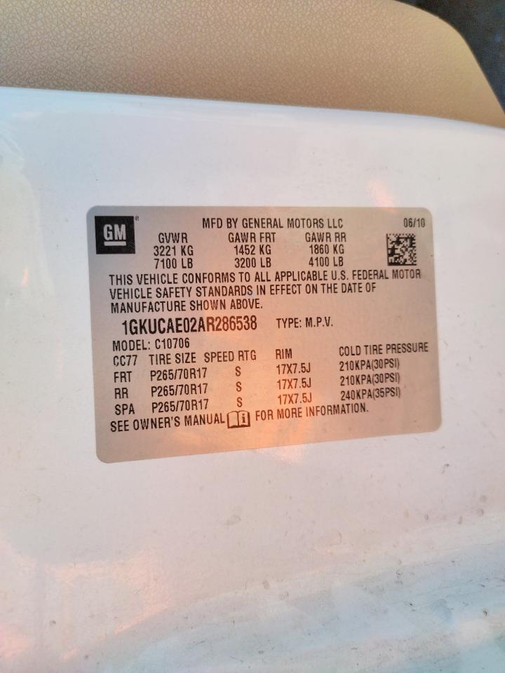 Photo 10 from auction – 2010 GMC YUKON SLE with VIN 1GKUCAE02AR286538