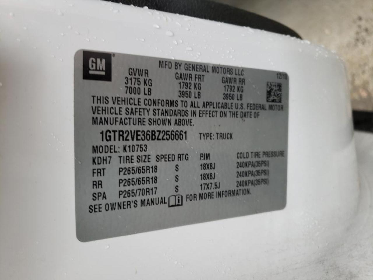 Photo 10 from auction – 2011 GMC SIERRA K15 with VIN 1GTR2VE36BZ256661