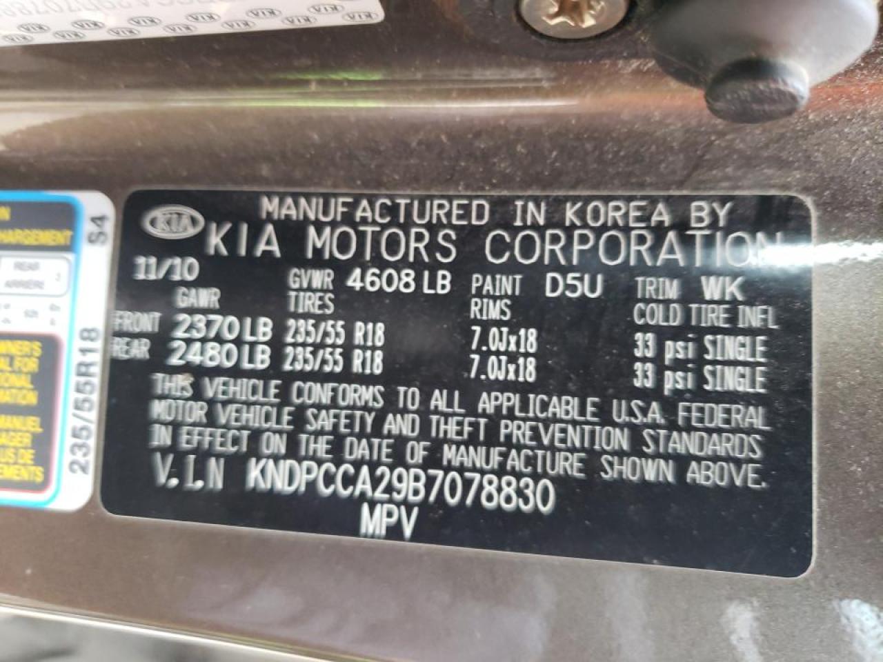 Photo 10 from auction – 2011 KIA SPORTAGE E with VIN KNDPCCA29B7078830